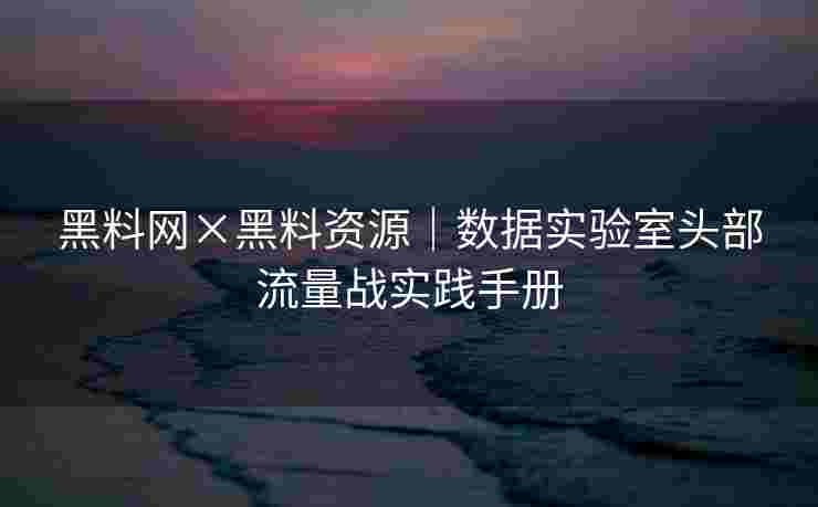 黑料网×黑料资源｜数据实验室头部流量战实践手册