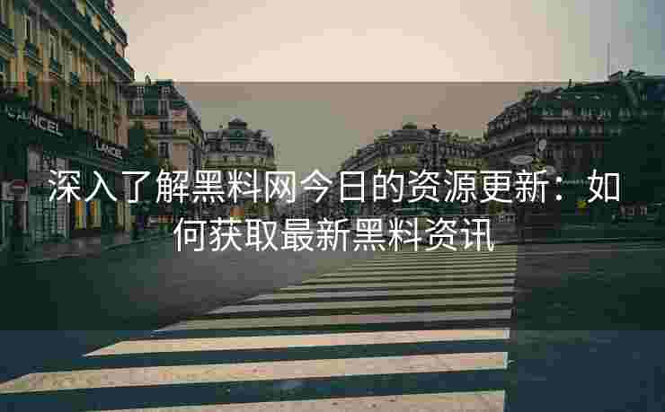 深入了解黑料网今日的资源更新：如何获取最新黑料资讯