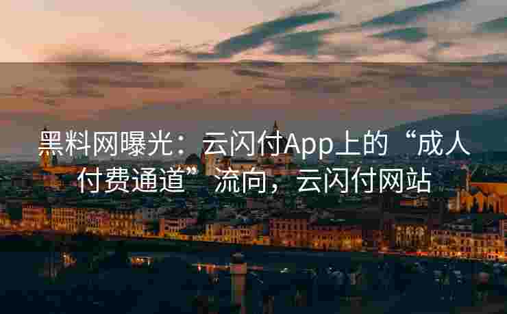 黑料网曝光：云闪付App上的“成人付费通道”流向，云闪付网站
