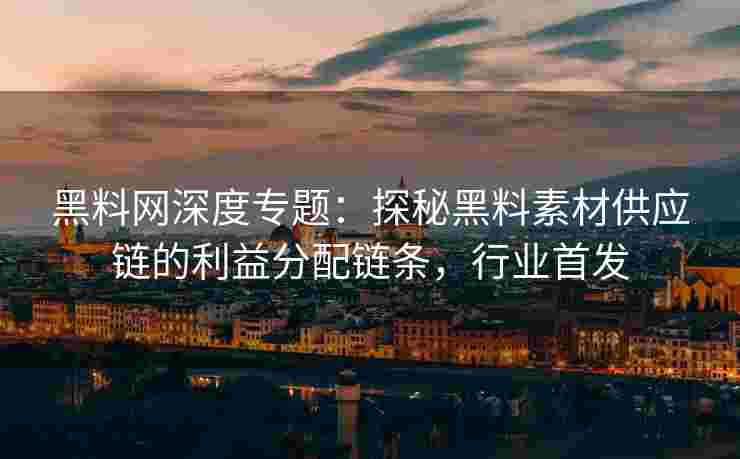黑料网深度专题：探秘黑料素材供应链的利益分配链条，行业首发
