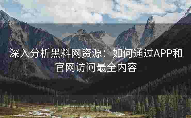 深入分析黑料网资源：如何通过APP和官网访问最全内容